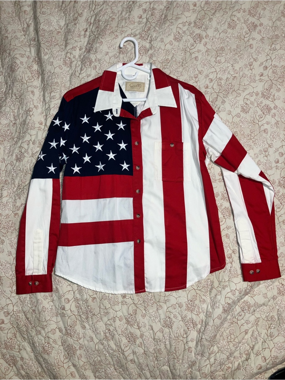 Scully Red, White & Blue American Flag Button-Up Blouse